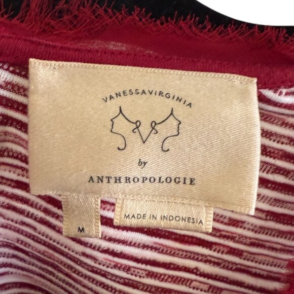 Vanessa Virginia By Anthropologie Red & White Horizontal Stripe Sleeveless Top-M - Picture 4 of 4